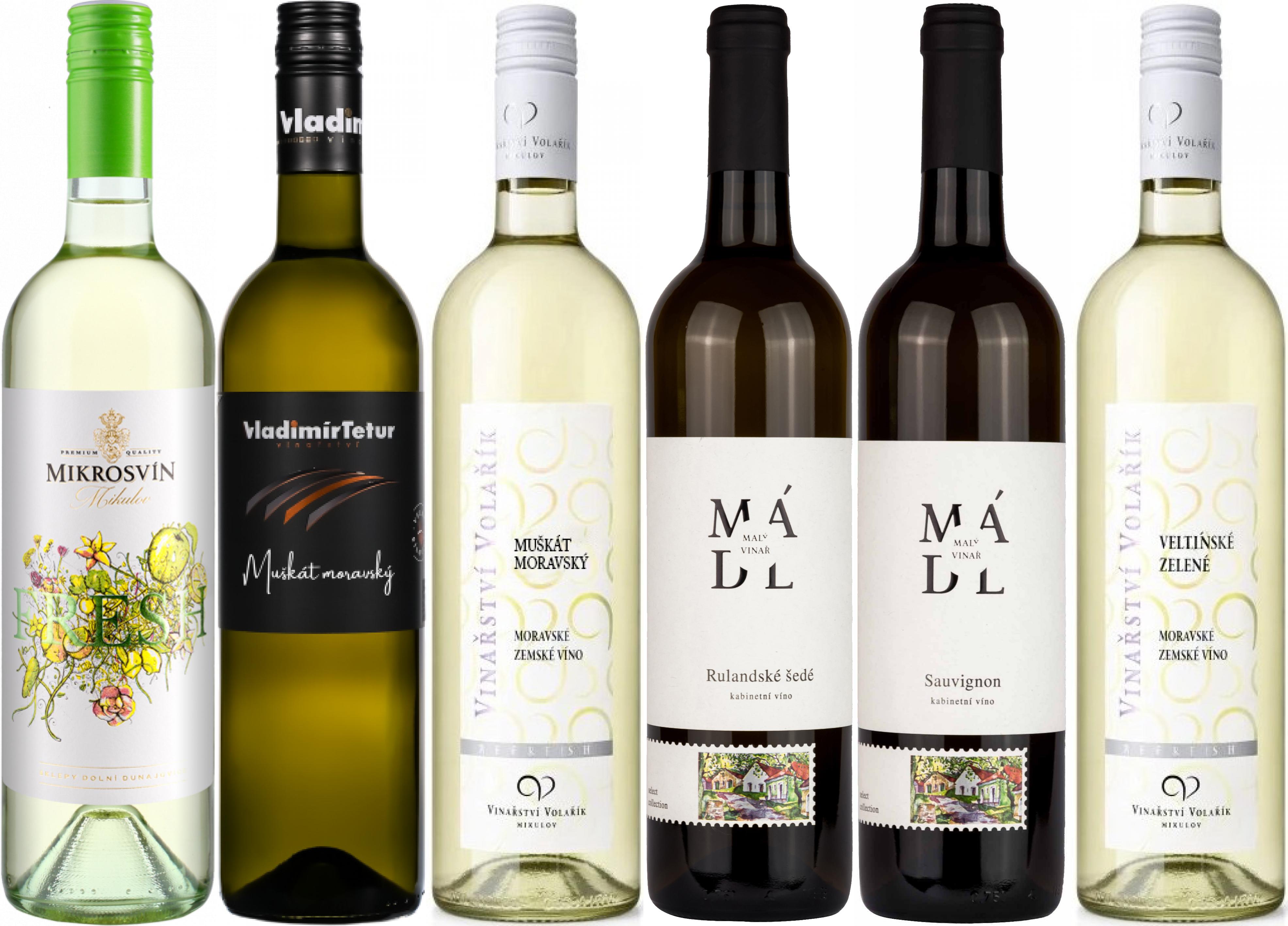 kolekce 6 vybraných lahví - svěží moravská vína s nižším obsahem alkoholu
